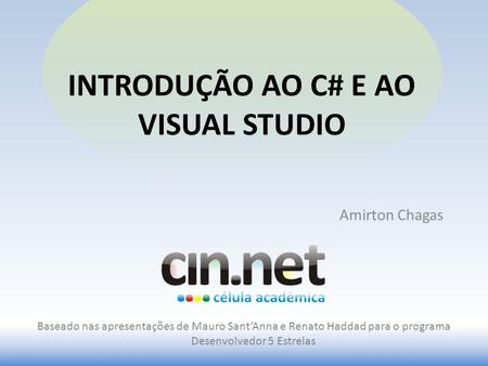 Introdução ao C# e ao visual studio