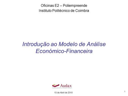 Introdução ao Modelo de Análise Económico-Financeira