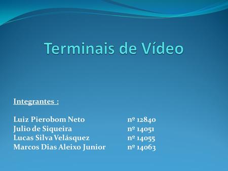 Terminais de Vídeo Integrantes : Luiz Pierobom Neto nº 12840