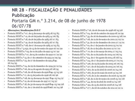 NR 28 - FISCALIZAÇÃO E PENALIDADES Publicação Portaria GM n. º 3