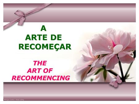 A ARTE DE RECOMEÇAR THE ART OF RECOMMENCING.