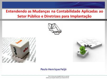 Entendendo as Mudanças na Contabilidade Aplicadas ao Setor Público e Diretrizes para Implantação Paulo Henrique Feijó.