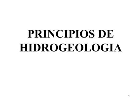 PRINCIPIOS DE HIDROGEOLOGIA