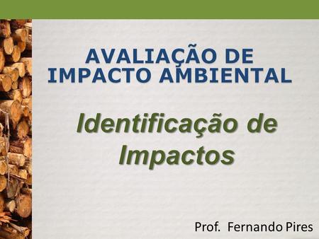 AVALIAÇÃO DE IMPACTO AMBIENTAL Identificação de Impactos