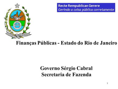 Finanças Públicas - Estado do Rio de Janeiro