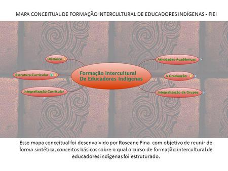 MAPA CONCEITUAL DE FORMAÇÃO INTERCULTURAL DE EDUCADORES INDÍGENAS - FIEI Esse mapa conceitual foi desenvolvido por Roseane Pina com objetivo de reunir.