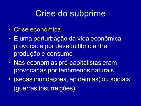 Crise do subprime Crise econômica