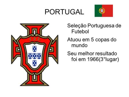 PORTUGAL Seleção Portuguesa de Futebol Atuou em 5 copas do mundo