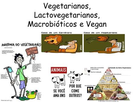 Vegetarianos, Lactovegetarianos, Macrobióticos e Vegan