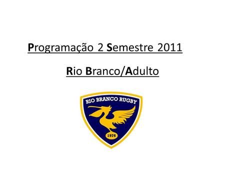 Programação 2 Semestre 2011 Rio Branco/Adulto.