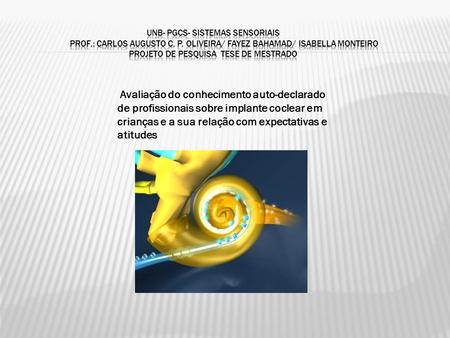 UNB- PGCS- Sistemas sensoriais Prof. : Carlos augusto c. P