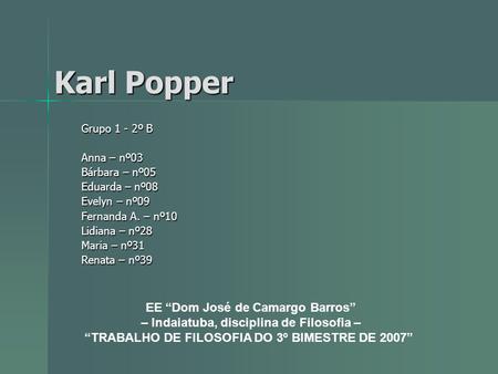 Karl Popper EE “Dom José de Camargo Barros”