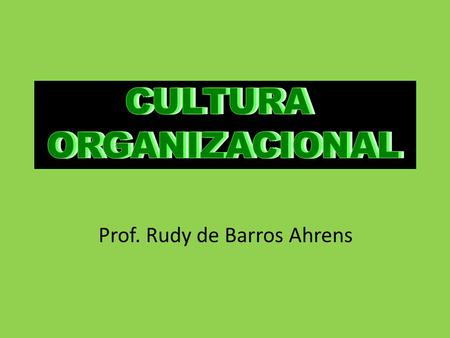 CULTURA ORGANIZACIONAL Prof. Rudy de Barros Ahrens.