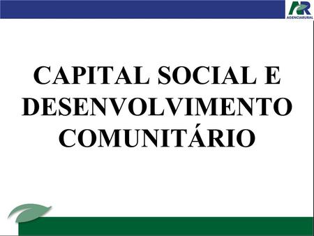 CAPITAL SOCIAL E DESENVOLVIMENTO COMUNITÁRIO