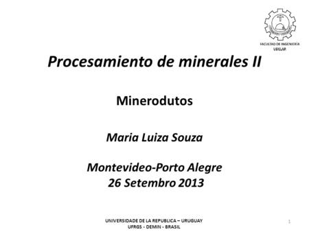 Procesamiento de minerales II Minerodutos