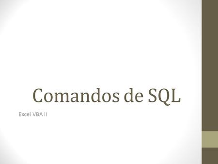 Comandos de SQL Excel VBA II.