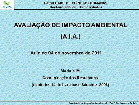 AVALIAÇÃO DE IMPACTO AMBIENTAL (A.I.A.)