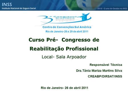 Curso Pré- Congresso de Reabilitação Profissional