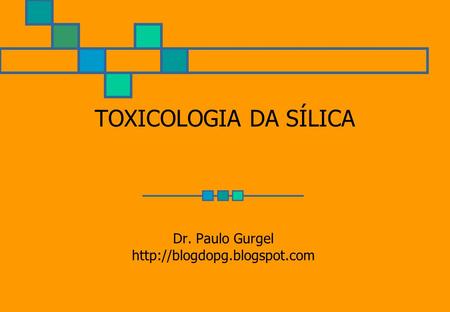Dr. Paulo Gurgel http://blogdopg.blogspot.com TOXICOLOGIA DA SÍLICA Dr. Paulo Gurgel http://blogdopg.blogspot.com.