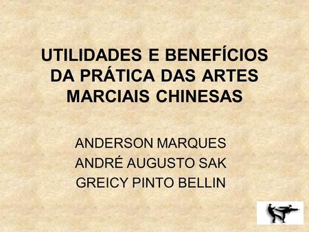 UTILIDADES E BENEFÍCIOS DA PRÁTICA DAS ARTES MARCIAIS CHINESAS