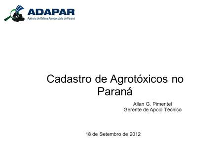 Cadastro de Agrotóxicos no Paraná