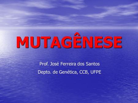 MUTAGÊNESE Prof. José Ferreira dos Santos
