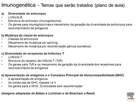 Imunogenética - Temas que serão tratados (plano de aula)