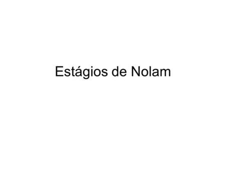 Estágios de Nolam. Identificação estagio Nolam Identificar o estágio da empresa ; Esclarecer porque a empresa se encontra neste estágio, pelo ponto de.