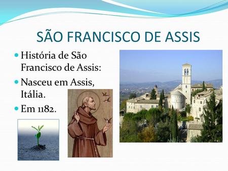 SÃO FRANCISCO DE ASSIS História de São Francisco de Assis: