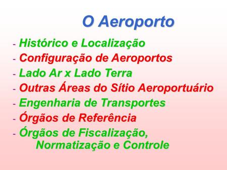 O Aeroporto Histórico e Localização Configuração de Aeroportos