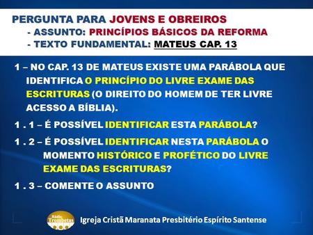 Igreja Cristã Maranata Presbitério Espírito Santense