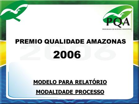 2006 PREMIO QUALIDADE AMAZONAS MODELO PARA RELATÓRIO