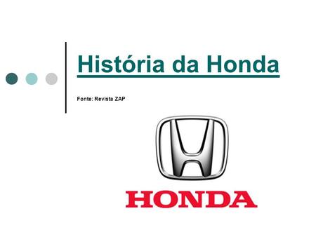 História da Honda Fonte: Revista ZAP