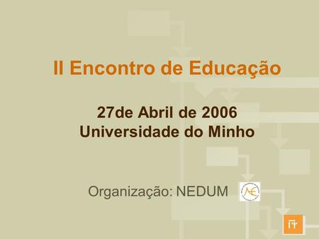 II Encontro de Educação 27de Abril de 2006 Universidade do Minho Organização: NEDUM.
