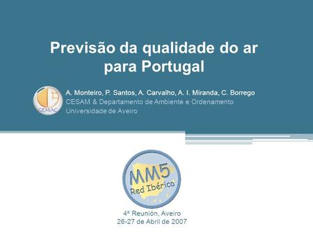 Previsão da qualidade do ar para Portugal