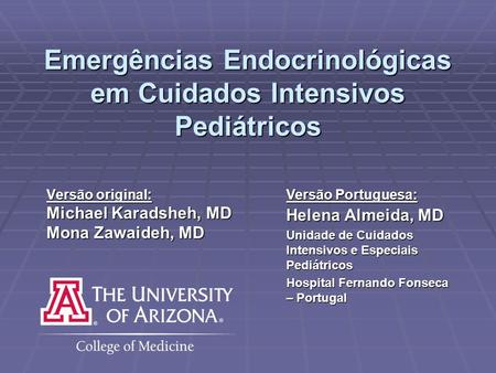 Emergências Endocrinológicas em Cuidados Intensivos Pediátricos