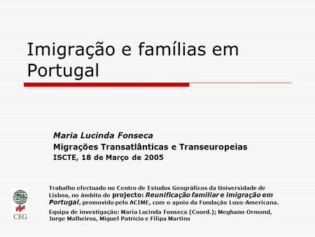 Imigração e famílias em Portugal