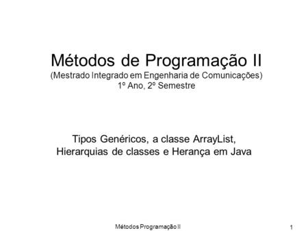 Métodos Programação II