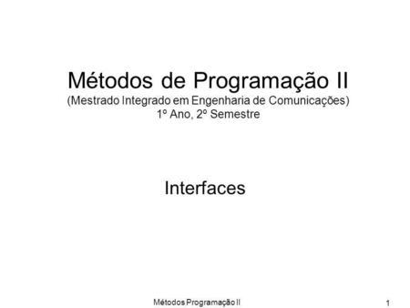 Métodos Programação II