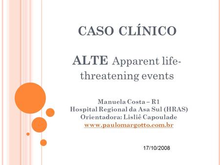 CASO CLÍNICO ALTE Apparent life-threatening events