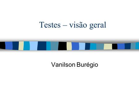 Testes – visão geral Vanilson Burégio.