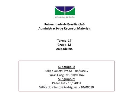 Felipe Orsetti Prado – 05/81917 Lucas Gasguez - 10/00047 Subgrupo 2: