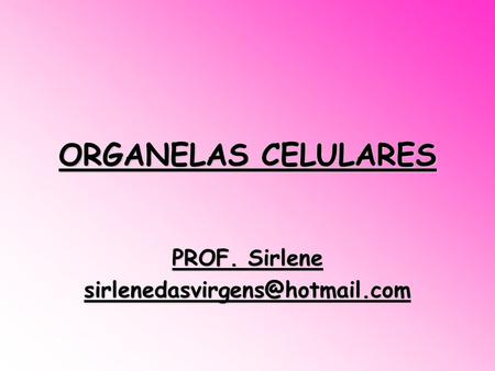 ORGANELAS CELULARES PROF. Sirlene
