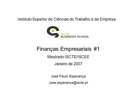 Finanças Empresariais #1