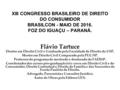 XIII CONGRESSO BRASILEIRO DE DIREITO DO CONSUMIDOR BRASILCON - MAIO DE 2016. FOZ DO IGUAÇU – PARANÁ. Flávio Tartuce Doutor em Direito Civil e Graduado.