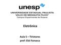 Eletrônica Aula 5 – Tiristores prof: Elói Fonseca.