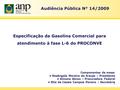 1 Audiência Pública N° 14/2009 Especificação da Gasolina Comercial para atendimento à fase L-6 do PROCONVE Componentes da mesa: Rosângela Moreira de Araujo.