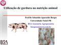 Utilização de gordura na nutrição animal Prof Dr Sebastião Aparecido Borges Universidade Tuiuti PR BSA Assessoria Agropecuária