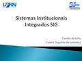 Camilo de Lélis Coord. Suporte de Sistemas.  Contextualização histórica  Sistemas Integrados SIG  SIPAC – Sistema Integrado de Patrimônio, Administração.
