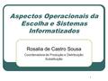 1 Aspectos Operacionais da Escolha e Sistemas Informatizados Rosalia de Castro Sousa Coordenadora de Produção e Distribuição Substituição.